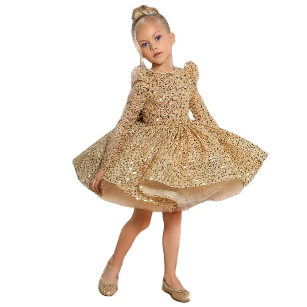 "Renee" Elegant Gold Occasion Dress