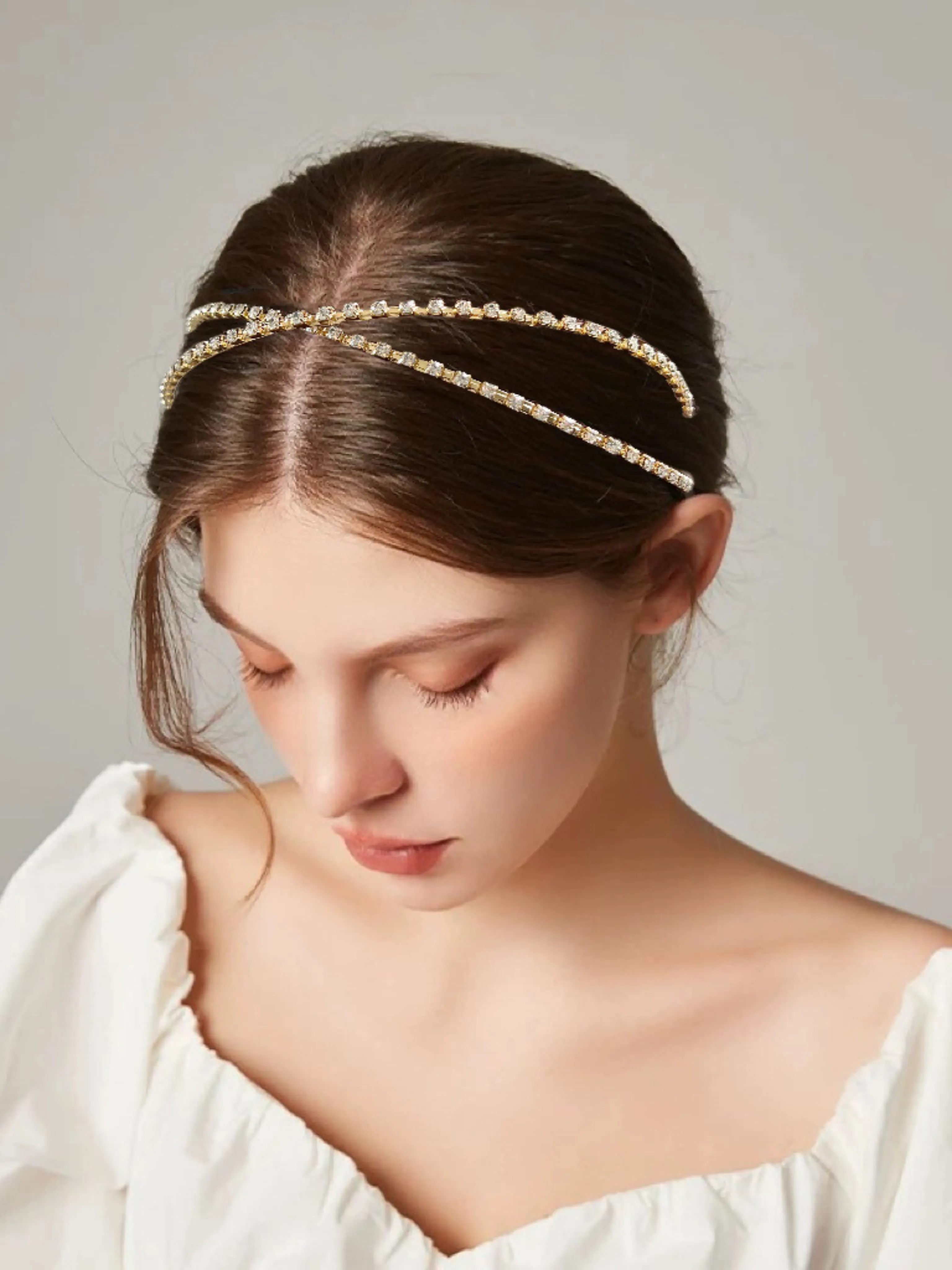 Rhinestone Double Row Narrow Band Headband