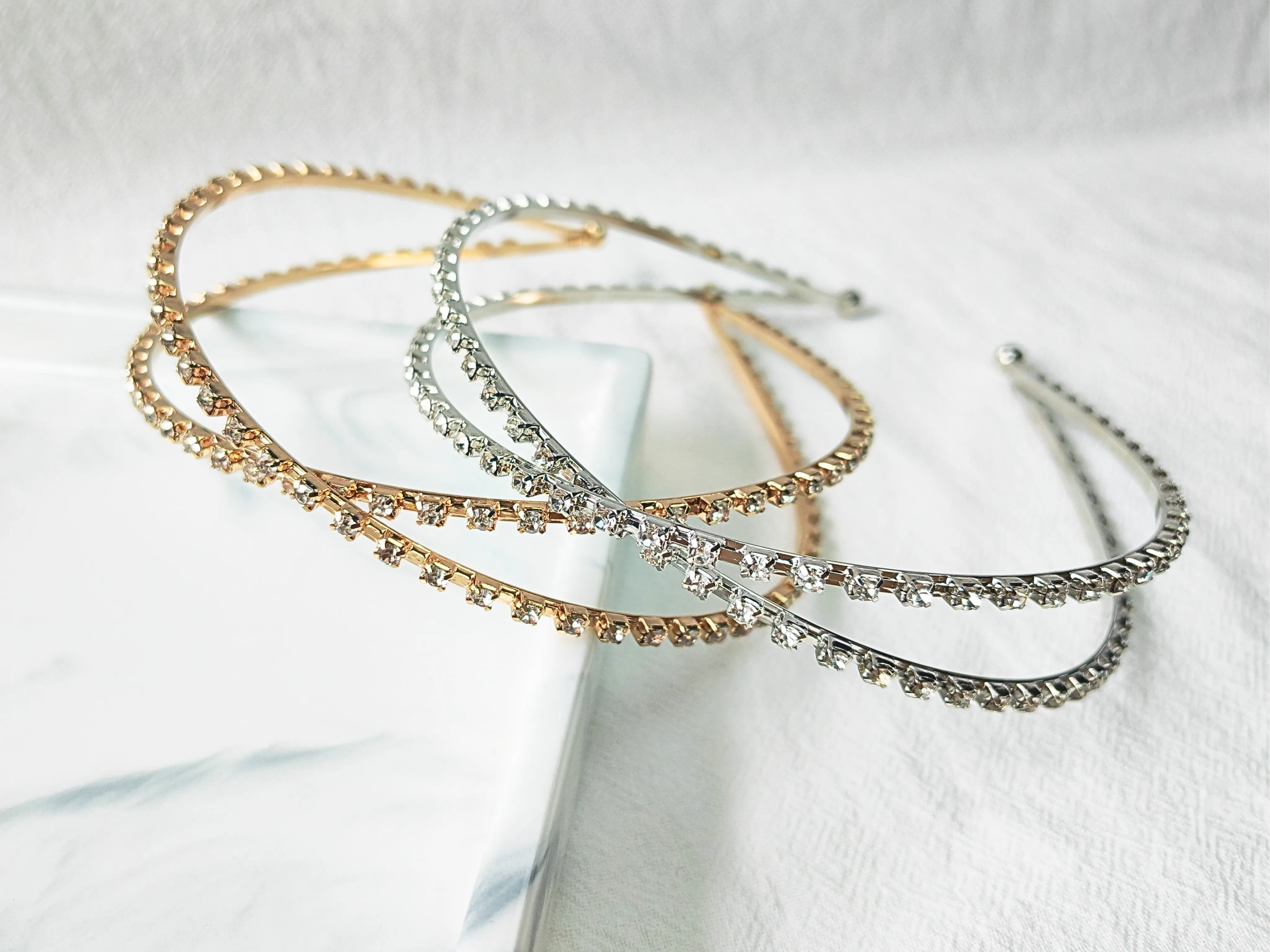 Rhinestone Double Row Narrow Band Headband