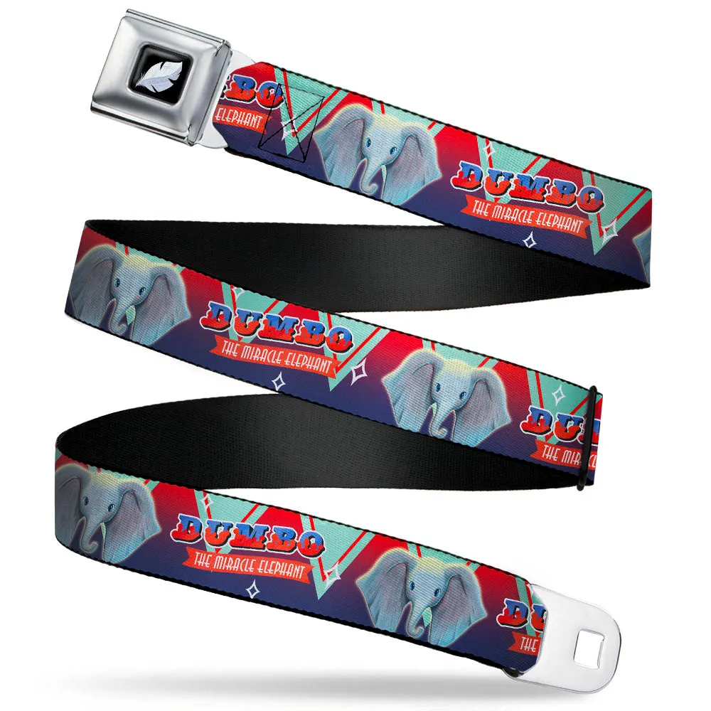 Seatbelt Belt - Dumbo Face DUMBO-THE MIRACLE ELEPHANT/Flags Reds/Blues/Aqua Webbing