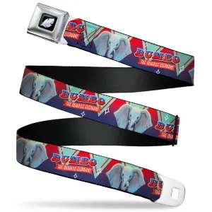 Seatbelt Belt - Dumbo Face DUMBO-THE MIRACLE ELEPHANT/Flags Reds/Blues/Aqua Webbing