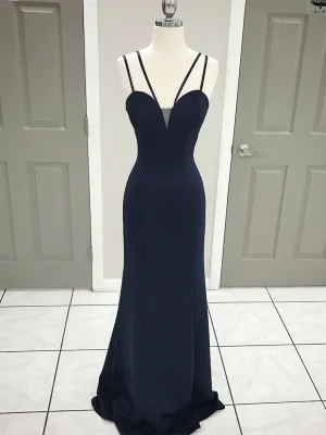 Sexy Satin Spaghetti Straps sheath Evening Dresses With Sweep Train PD273
