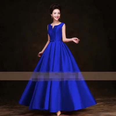 Simple Thick Satin Sleeveless Floor-length Long Evening Dress