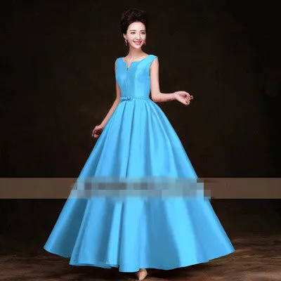 Simple Thick Satin Sleeveless Floor-length Long Evening Dress