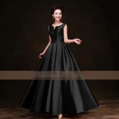 Simple Thick Satin Sleeveless Floor-length Long Evening Dress