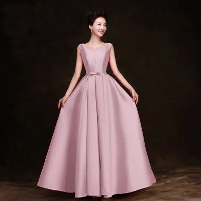 Simple Thick Satin Sleeveless Floor-length Long Evening Dress