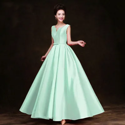Simple Thick Satin Sleeveless Floor-length Long Evening Dress