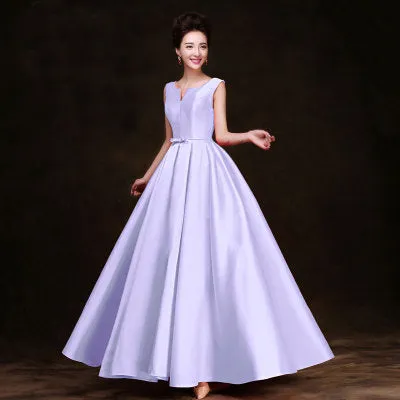 Simple Thick Satin Sleeveless Floor-length Long Evening Dress