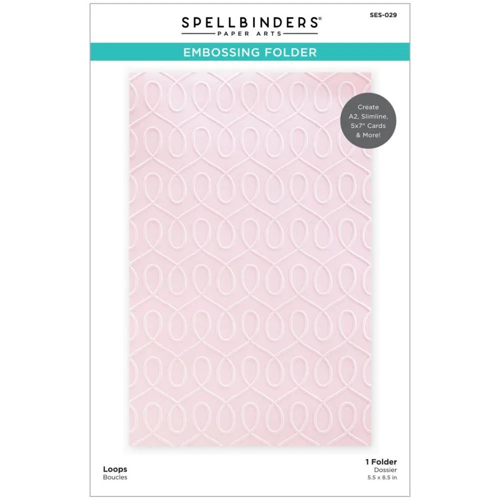 Spellbinders Embossing Folder - Loops - Be Bold - Size 8.5" x 5.5".