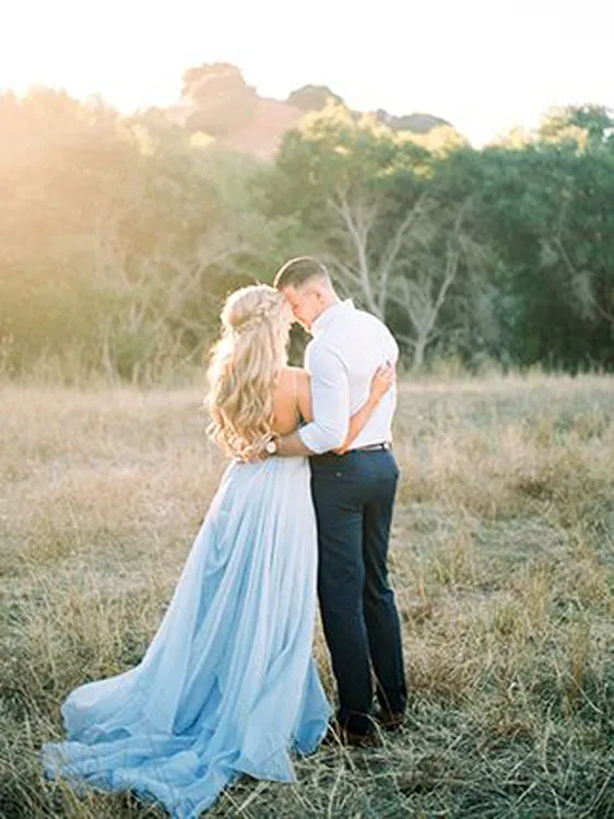 Stunning Chiffon Prom Dresses A-line Spaghetti Straps With Slit PD234