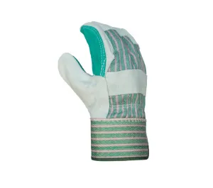 TASK GLOVES - (TSK3010) Double Leather Palm Gloves, Reinforced Palm and Pinky finger, Gunn Pattern, Wing Thumb, 2 1/2" Rubberized Safety Cuff - Quantity 12 Pair
