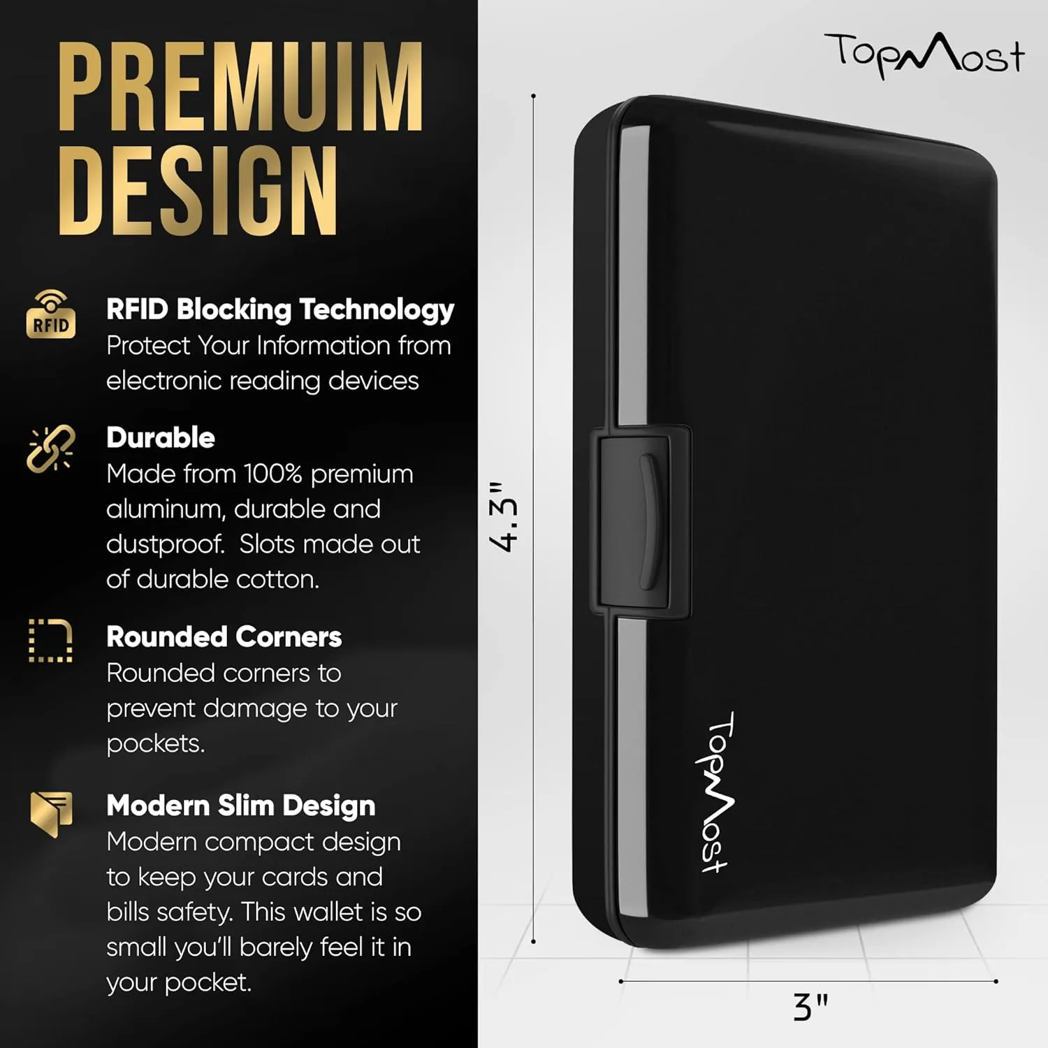 TopMost Aluminum Wallet, Card Case Wallet, Metal RFID Credit Card Holder for Men & Women, 6 Cotton Slots for 12 Cards And Bills, Rfd Protective