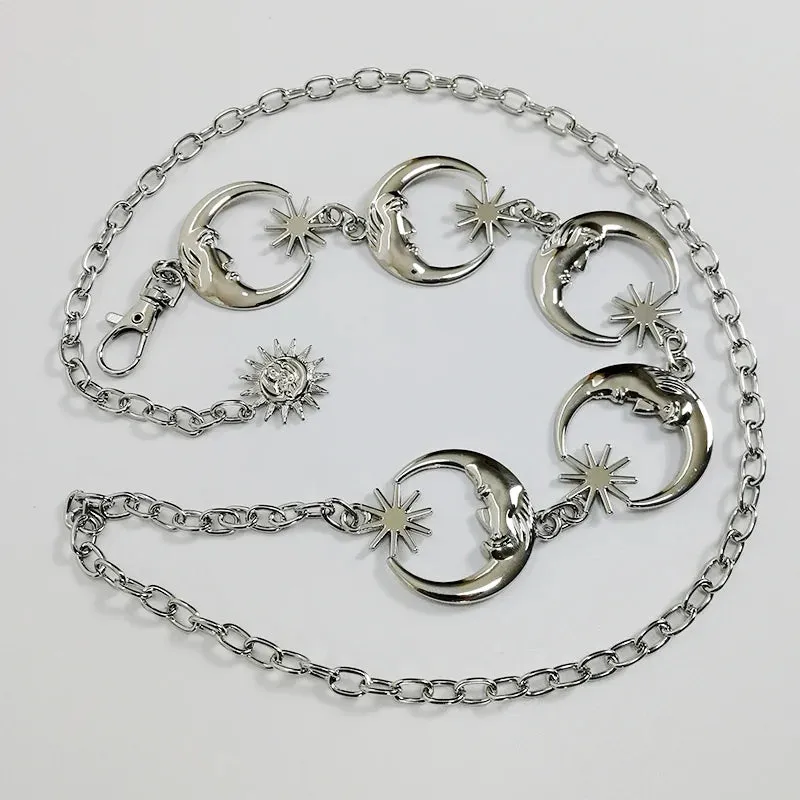 VAIGE Luxe Gold & Silver Moon Sun Chain Belt - Vintage Elegance for All Occasions