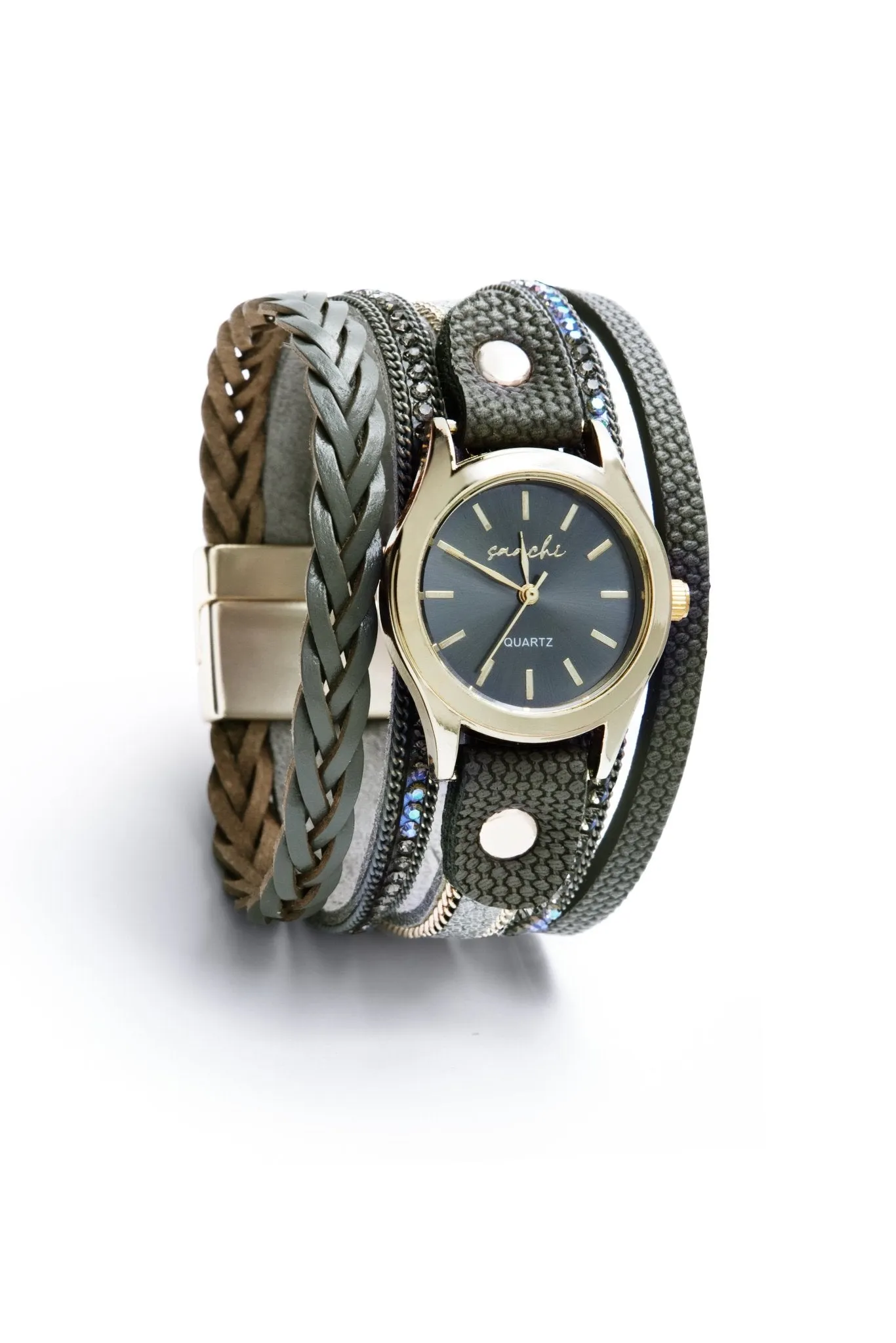 Vegan Leather Braided Bracelet Watch