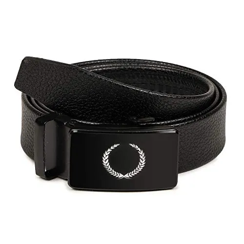 VOGARD Men's Vegan Leather Belt for Men | Formal & Casual | Autolock Buckle,Black | Fit all size upto 40 Inches Waist size (Black 09)