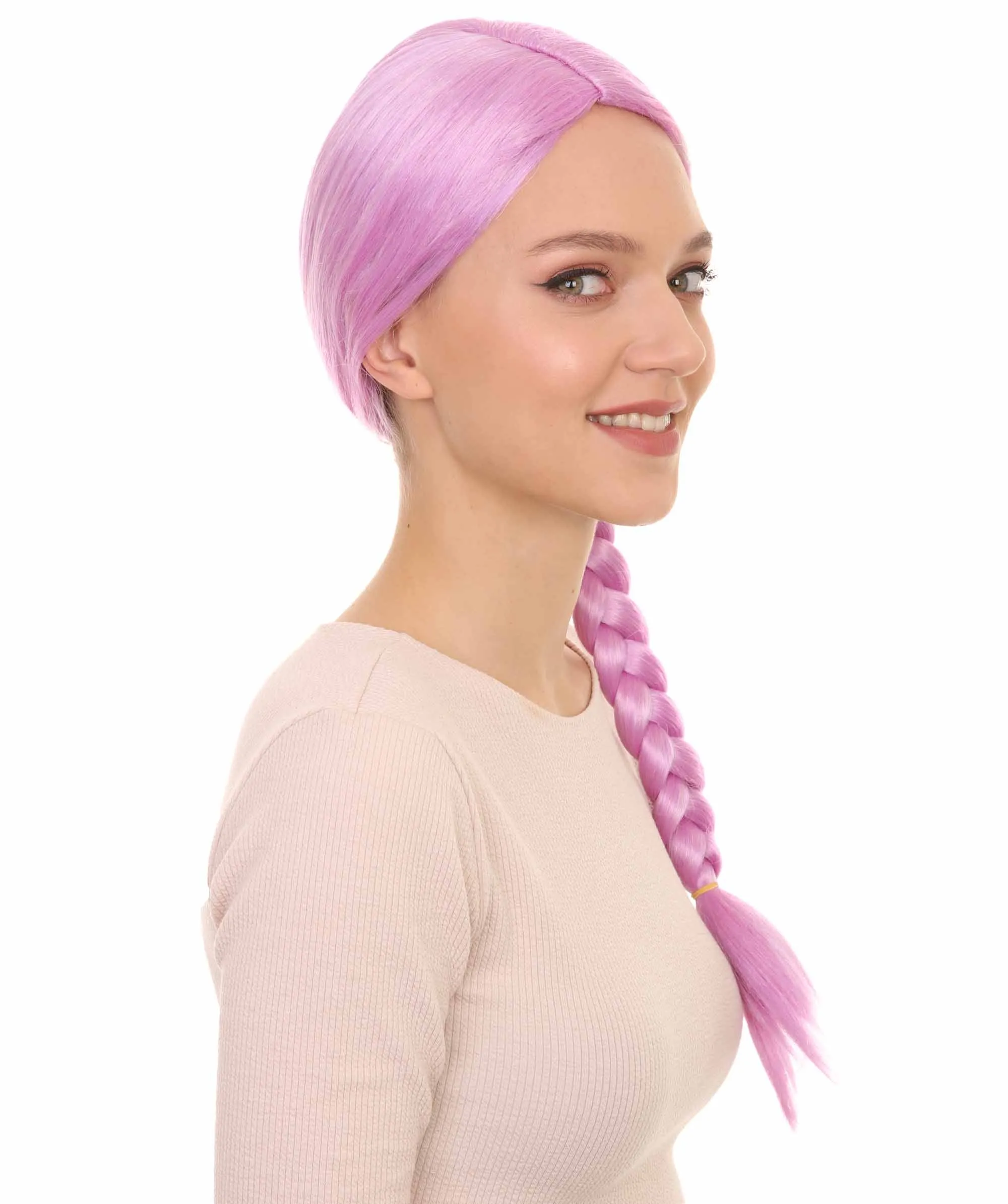 Womens Slovenia Braided Wig Song Contest 2018 , Purple Celebrity Wigs , Premium Breathable Capless Cap